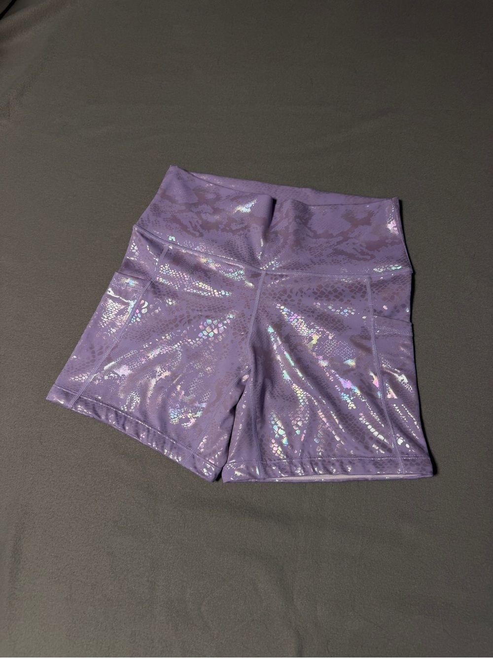 Size small 5 in Purple Iridescent High-Waist Women’s Shorts